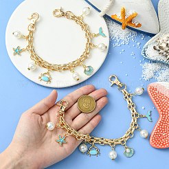 Ручки для сумок из железа и сплава с цепочкой в стиле морских животных и ракушками и крабами&nbsp;FIND-CJ00005