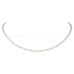 Ожерелья из стеклянных бусин ручной работы в форме граненых ронделей&nbsp;NJEW-JN05744-02