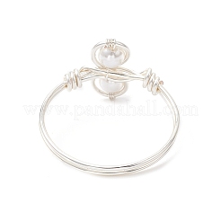 Перстни с жемчугом в виде ракушек&nbsp;RJEW-JR00944-02