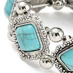 Эластичный браслет из сплава ромбов в богемном стиле&nbsp;BJEW-H327-05AS