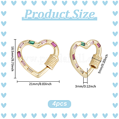 4 шт. латунные микропаве цветные кубические цирконии винтовые карабины-замки&nbsp;ZIRC-UN0001-14