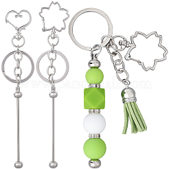 10шт. брелок для ключей из железного прута с бусинами&nbsp;KEYC-SC0001-76