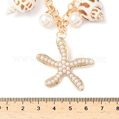 Летние натуральные ракушки и пластиковый жемчуг и железные звезды сплав двухслойные цепочки на талию и живот для женщин&nbsp;LS-AJEW-G067-02G