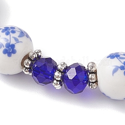 Синие и белые фарфоровые браслеты ручной работы со стеклянными бусинами для женщин&nbsp;BJEW-JB12225