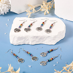 10 пара серег с подвесками из сплава «Древо жизни» в 5 стилях&nbsp;EJEW-TA0001-31