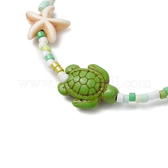 Браслеты ручной работы из стеклянных бус и синтетической бирюзы для женщин&nbsp;BJEW-JB11299