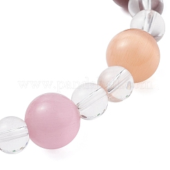 4 комплект из 4-цветных круглых браслетов с бусинами кошачий глаз&nbsp;BJEW-JB12246