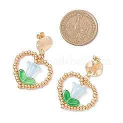 Латунные стекла болтающийся серьги&nbsp;EJEW-MZ00638