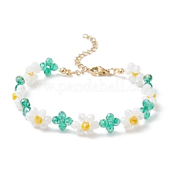 Браслеты из цветочного стекла и бусин для женщин&nbsp;BJEW-TA00626