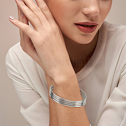 8шт. тонкий браслет из нержавеющей стали 304 для женщин&nbsp;BJEW-BC0001-16P