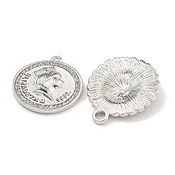 DIY плоские круглые латунные микропаве прозрачные подвески с кубическим цирконием&nbsp;KK-S386-39P