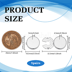 5 пара латунных запонок&nbsp;BUTT-FG0001-57P