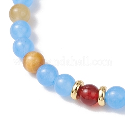 Браслеты из натурального и окрашенного малайзийского нефрита и тигрового глаза&nbsp;BJEW-JB11966-01