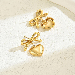 Стильные серьги-гвоздики в форме бабочки из нержавеющей стали 201 с кисточкой в форме сердца&nbsp;XV0510-2