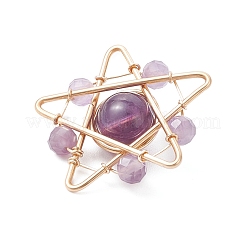 Подвески из медной проволоки с натуральным аметистом&nbsp;PALLOY-TA00368-01