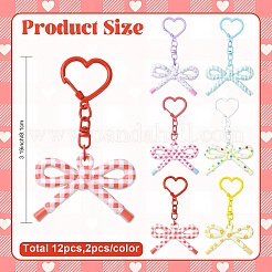 12 шт. 6 стильных акриловых подвесных брелока с бантом и принтом&nbsp;HJEW-YW00318