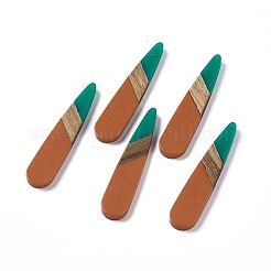 Большие подвески из непрозрачной смолы и орехового дерева&nbsp;RESI-M027-05D