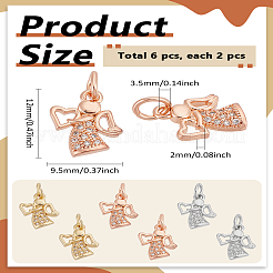 6шт 3 цвета латунные микро проложить кубический цирконий шармы&nbsp;KK-LP0004-10