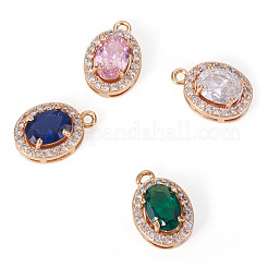 4 шт. 4 цвета латунные подвески с микропаве и кубическим цирконием&nbsp;KK-TA0002-58