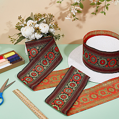 Лента из полиэстера с цветочным узором в винтажном стиле из жаккарда&nbsp;OCOR-WH0107-10