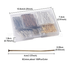 600 шт. 6 цвета железные плоские булавки с головкой IFIN-YW0001-97