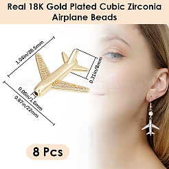 8 шт. латунные микрофибровые бусины-авиапланы с кубическим цирконием&nbsp;ZIRC-BBC0003-54G