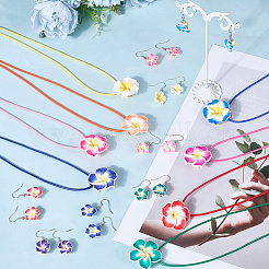 Комплект из латунных подвесных сережек и ожерелья из вощеного искусственного кожзаменителя&nbsp;SJEW-SC00001