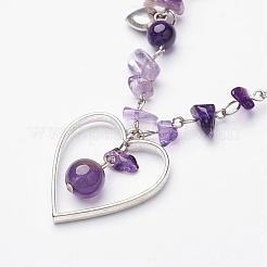 Природный аметист кулон ожерелье&nbsp;NJEW-JN01743-02