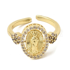 Латунные кольца-манжеты с микропаве из прозрачных кубических цирконий&nbsp;RJEW-Z136-02G