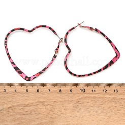 Полое сердце с леопардовым принтом литые серьги-кольца&nbsp;EJEW-Z112-01P