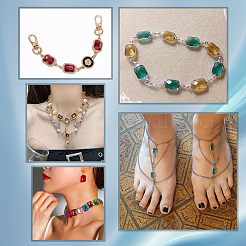 15 шт. 15-х цветные прямоугольные соединительные подвески из латуни и стекла&nbsp;KK-GA0001-72B