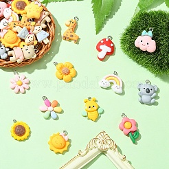 30шт 15 стиля непрозрачные подвески из смолы&nbsp;RESI-YW0003-30