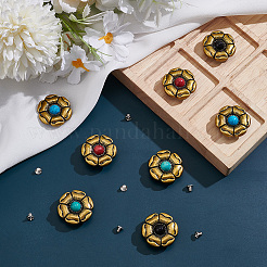 8 шт. 4-х цветные пуговицы из сплава и пластика&nbsp;BUTT-CP0001-13