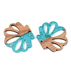 Подвески из прозрачной смолы и ореха&nbsp;RESI-S389-047A-B03