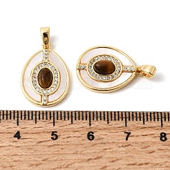 Натуральный тигровый глаз с подвесками из ракушек&nbsp;KK-Z149-13G-03