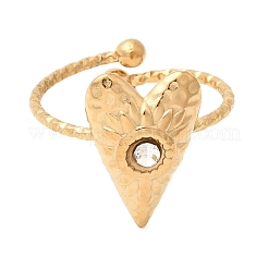 Текстурированное кольцо-манжета из нержавеющей стали 304 со стразами для женщин.&nbsp;RJEW-A091-10G