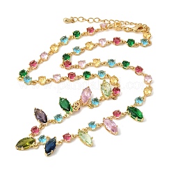 Латунные геометрические звенья цепи с разноцветными кубическими циркониями&nbsp;NJEW-C111-03A