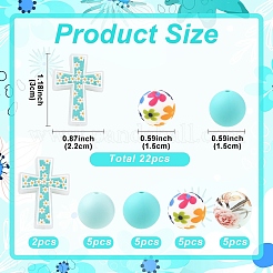 22шт силиконовые фокусные бусины&nbsp;SIL-YW0002-51B