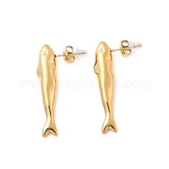 Серьги-гвоздики в форме рыбок из нержавеющей стали 304&nbsp;EJEW-K268-49G