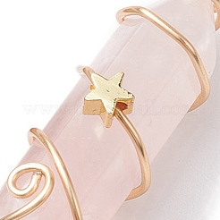 Двойные заостренные подвески из натурального розового кварца&nbsp;PALLOY-JF02672-03