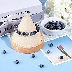 Природные снежинка обсидиан бисер нитей&nbsp;G-OC0001-49