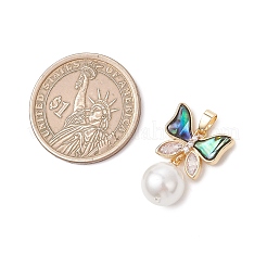 3 шт. (3 размера) подвески из натуральной раковины пауа с круглыми белыми жемчужинами.&nbsp;PALLOY-JF05084