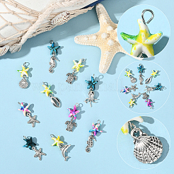 42 шт. 21 стиля синтетических окрашенных бирюзовых морских звезд и сплава морских животных&nbsp;FIND-SC0019-12