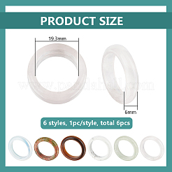 6 шт. 6 стиля натуральных и синтетических драгоценных камней кольца для унисекс&nbsp;RJEW-BC0001-25