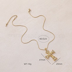 Ожерелья с подвеской-крестом из нержавеющей стали 304 с прозрачным стеклом&nbsp;ST7241