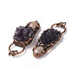 Большие подвески с натуральным аметистом и ископаемым кораллом&nbsp;G-M383-14R