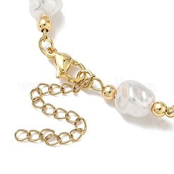 Пластиковые бусины с имитацией жемчуга и браслеты из нержавеющей стали 304 для женщин&nbsp;BJEW-JB12320