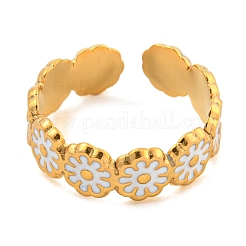 Кольцо-манжета daisy 304 из нержавеющей стали с эмалью для женщин&nbsp;RJEW-Z041-02G-03