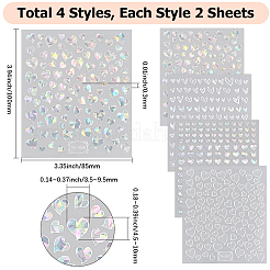 8 лист 4 стиля лазерный узор в виде сердца наклейки для ногтей&nbsp;DIY-CY0001-90