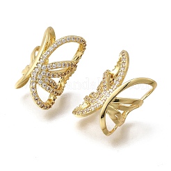 Серьги-каффы с бабочками из латуни с микропаве из прозрачных кубических цирконий&nbsp;EJEW-P322-16G